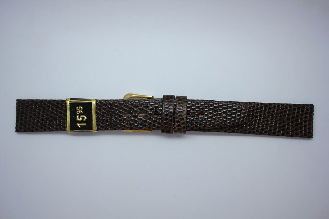 16mm Flat Lizard Grain Leather - Brown