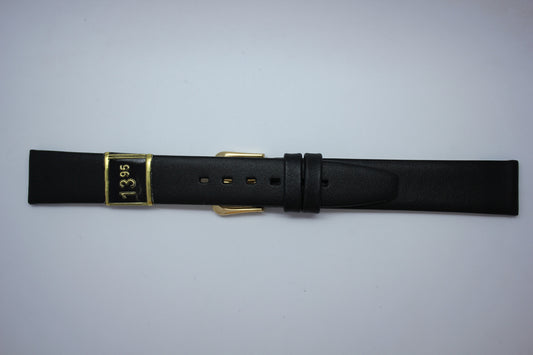 16mm Smooth Plain Leather - Black