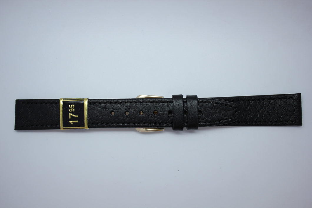 16mm Stitched Leather - Black