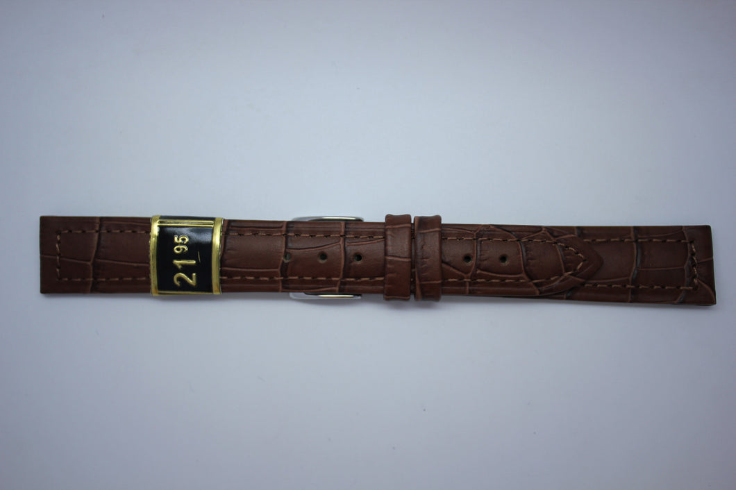 16mm Stitched Alligator Grain Leather - Brown