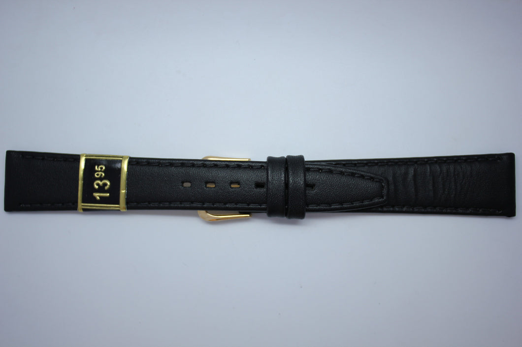 18mm Flat Stitched Leather - Black