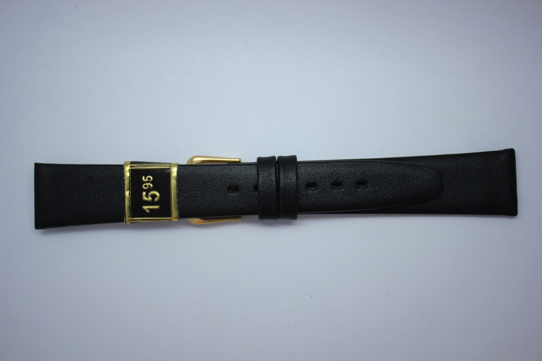 18mm Smooth Plain Leather - Black