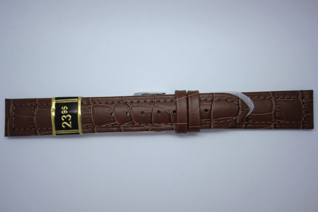 18mm Stitched Alligator Grain Leather - Brown