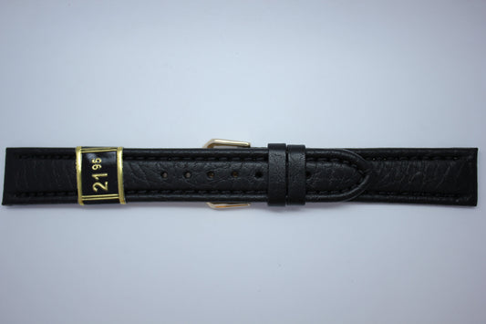 18mm Padded Stitched Italian Leather - Black