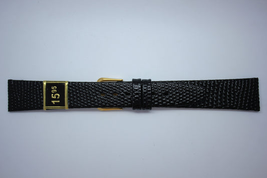 18mm Flat Lizard Grain Leather - Black