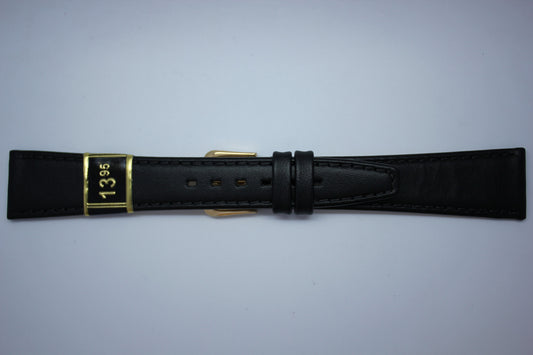 20mm Flat Stitched Leather - Black
