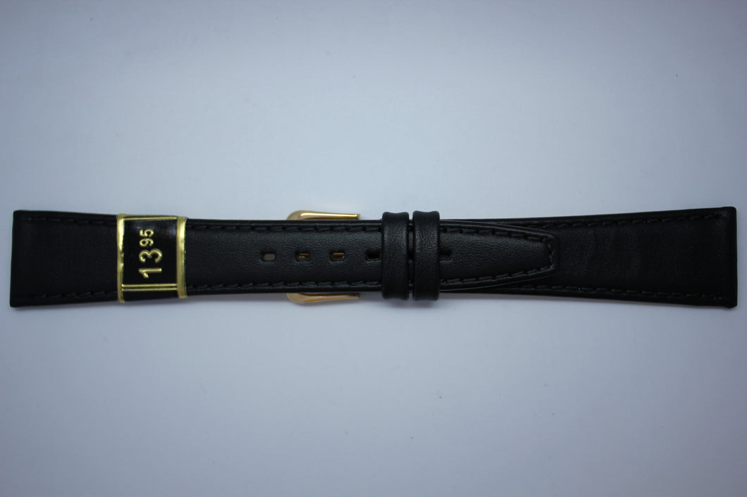 20mm Flat Stitched Leather - Black