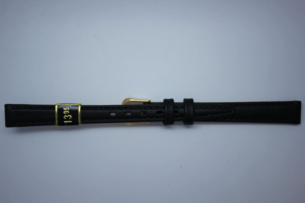 10mm Flat Stitched Leather - Black