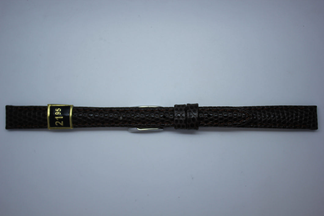 10mm Padded Stitched Shiny Lizard Grain Leather - Brown