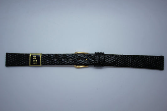 12mm Flat Lizard Grain Leather - Black