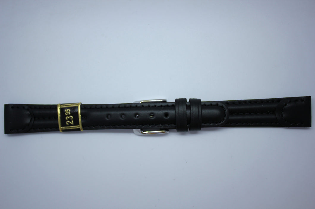 14mm Sporty Stitched Leather - Black