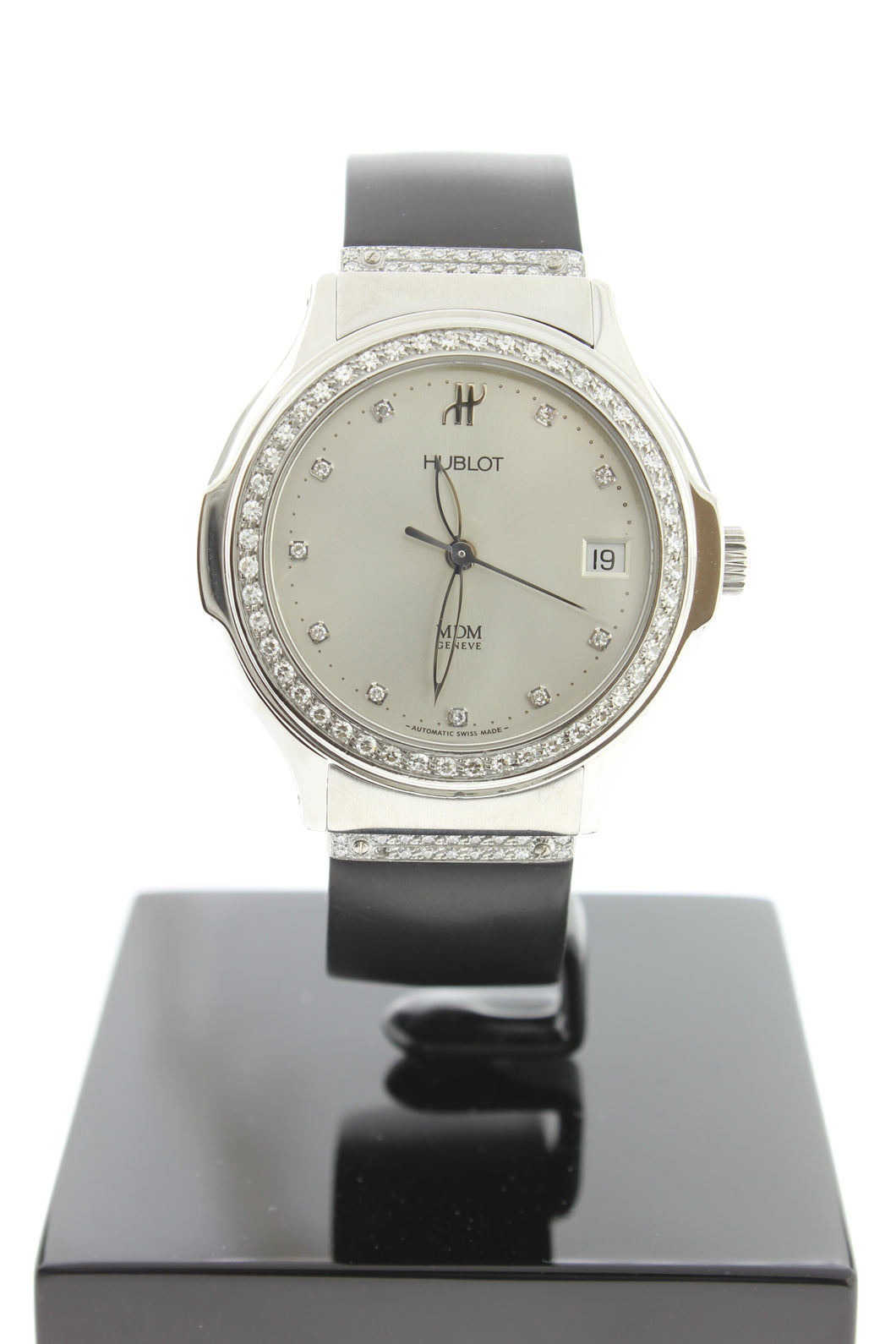 Hublot MDM Automatic Stainless Steel Silver Diamond Dial Diamond Bezel & Lugs 40mm 1710.1.054 - Arnik Jewellers