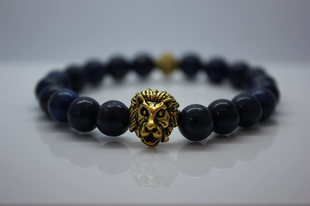 Lapis Lazuli with Lion Head Bead Bracelet - Arnik Jewellers