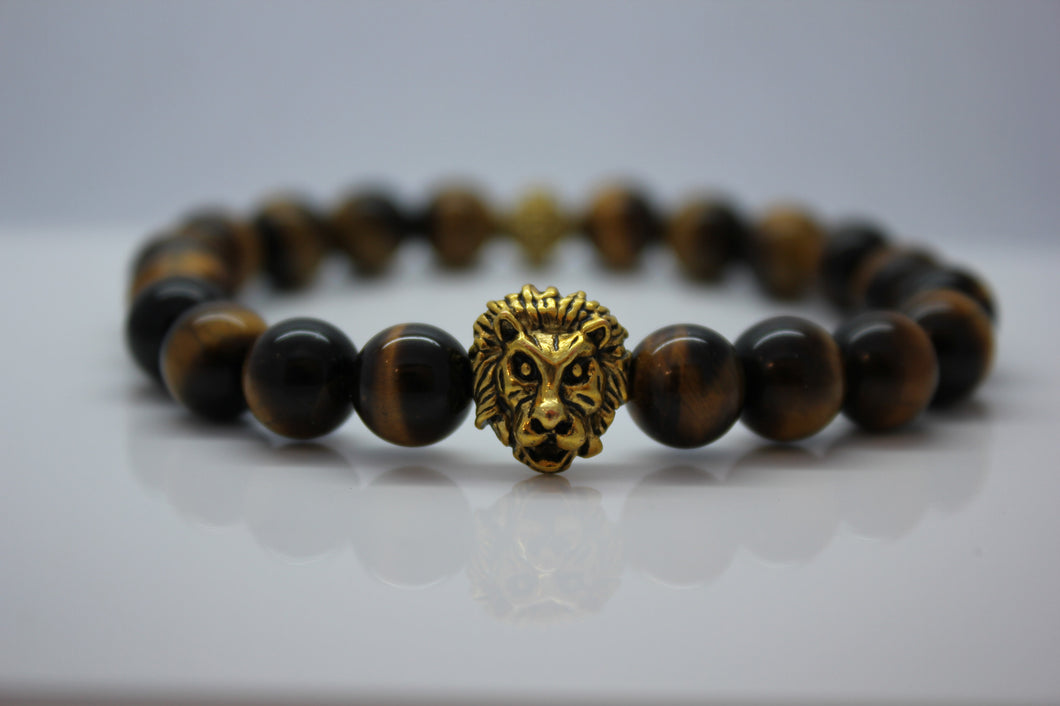 Tiger's Eye with Lion Head Bead Bracelet - Arnik Jewellers