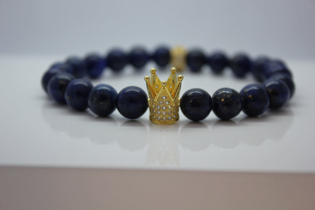 Lapis Lazuli with Gold Crown Bead Bracelet - Arnik Jewellers