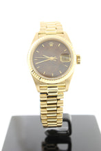 Load image into Gallery viewer, Rolex Ladies President Solid 18K Yellow Gold Wood Dial 69178 26mm - Arnik Jewellers
