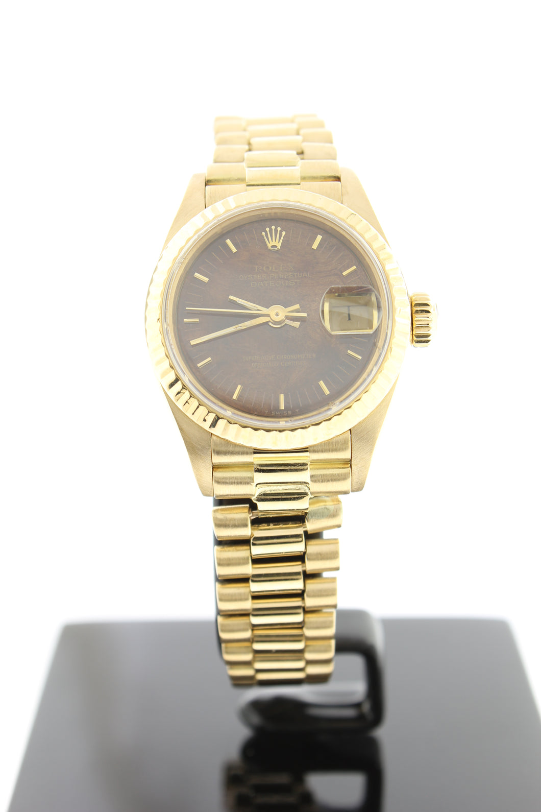 Rolex Ladies President Solid 18K Yellow Gold Wood Dial 69178 26mm - Arnik Jewellers