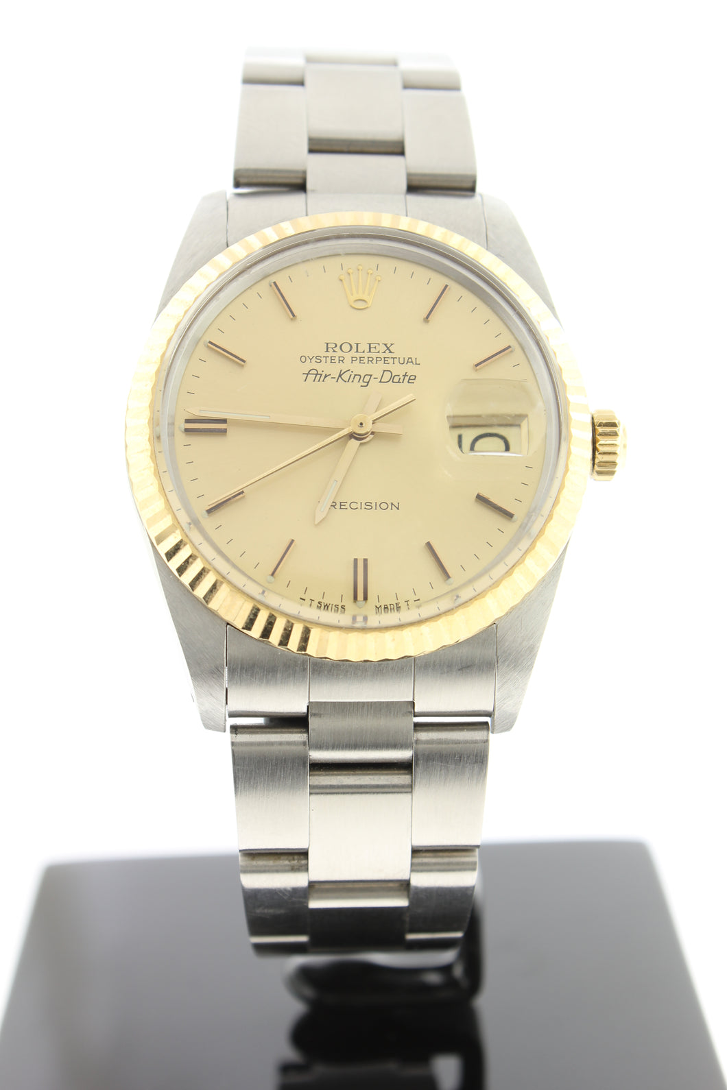 Rolex Air King Precision 18K Yellow Gold & Stainless Steel 34mm 5701 Champagne Dial - Arnik Jewellers