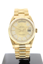 Load image into Gallery viewer, Rolex Day Date President 18K Yellow Gold Champagne Triple Diamond String Dial 18238 - Arnik Jewellers
