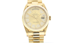 Load image into Gallery viewer, Rolex Day Date President 18K Yellow Gold Champagne Triple Diamond String Dial 18238 - Arnik Jewellers

