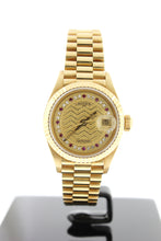 Load image into Gallery viewer, Rolex Ladies President Solid 18K Yellow Gold Champagne String Diamond Rubies Dial 69178 26mm - Arnik Jewellers
