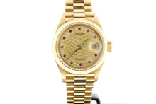 Load image into Gallery viewer, Rolex Ladies President Solid 18K Yellow Gold Champagne String Diamond Rubies Dial 69178 26mm - Arnik Jewellers

