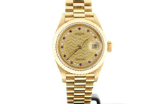 Load image into Gallery viewer, Rolex Ladies President Solid 18K Yellow Gold Champagne String Diamond Rubies Dial 69178 26mm - Arnik Jewellers
