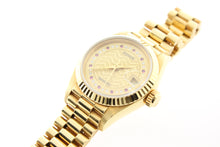 Load image into Gallery viewer, Rolex Ladies President Solid 18K Yellow Gold Champagne String Diamond Rubies Dial 69178 26mm - Arnik Jewellers
