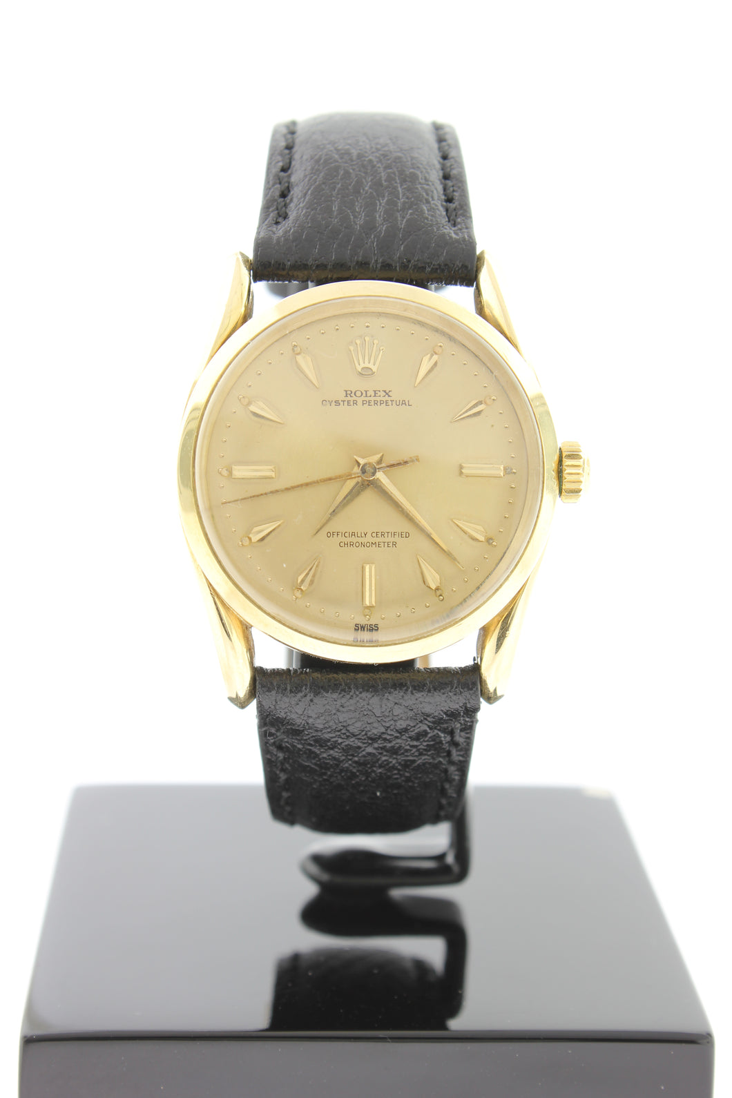Rolex Oyster Perpetual 18K Yellow Gold 34mm Champagne Dial 6590 - Arnik Jewellers