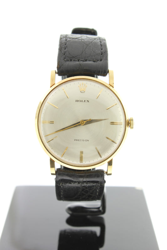 Rolex Precision 18K Yellow Gold 34mm Silver Dial 9659 - Arnik Jewellers