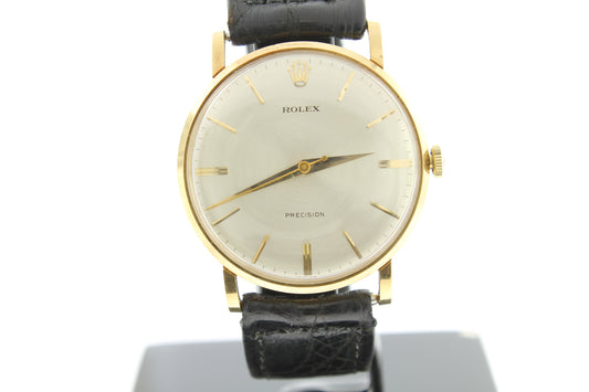 Rolex Precision 18K Yellow Gold 34mm Silver Dial 9659 - Arnik Jewellers