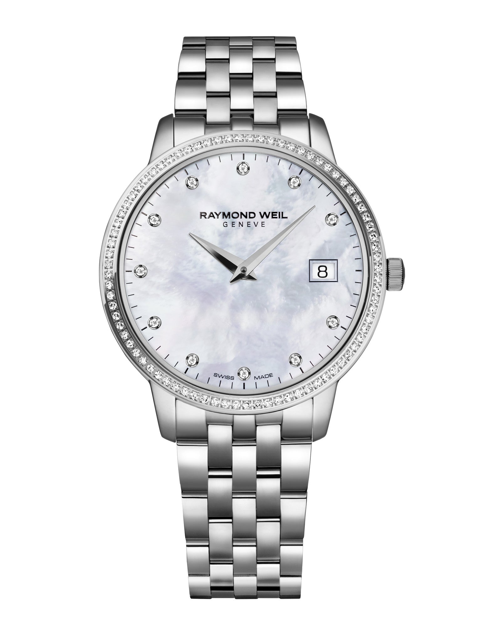 Raymond Weil Toccata Quartz 34mm Stainless Steel Mother of Pearl Dial 91 Diamonds 5388STS97081 Arnik Jewellers